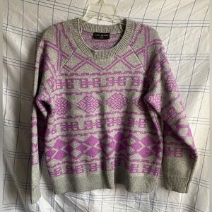 Gray and purple ski sweater